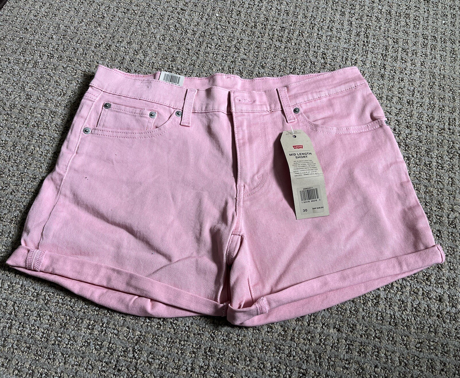 pink jean Levis woman shorts new 4 Inch Inseam Cuffed 30/32 Waist Mid Rise  | eBay