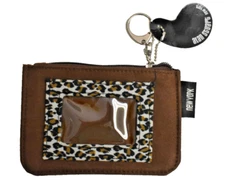 ALAN STUART New York  Suede Animal Print ID Holder Zip Pouch