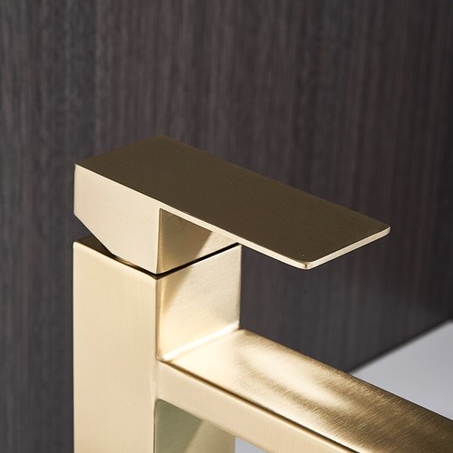 Brushed Gold Basin Mixer Tap Mono Tall Bathroom Cloakroom Sink Tap Fixings Hoses - Picture 7 of 8