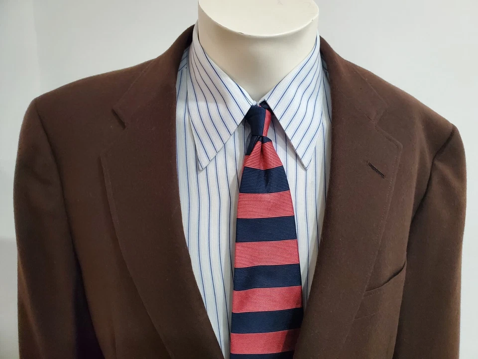 DAKS London Mens Blazer Size 40 Brown Gold Buttons Wool Sport Coat - Image 3 of 4