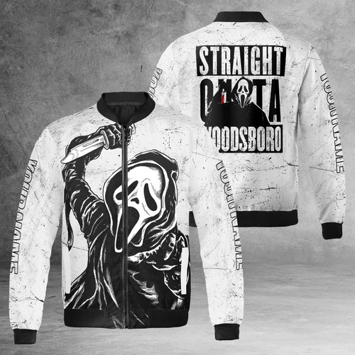 Personalized Horror Scream Ghostface Straight Outta Woodsboro Jacket image 4