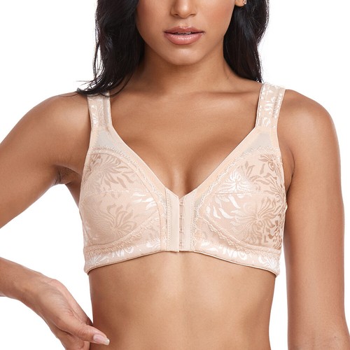 Women Front Closure Wire Free Back Full Support Posture Corrector Bra Firm Hold - Picture 8 of 36