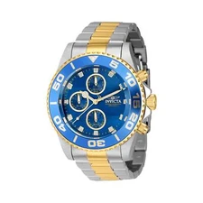 Invicta Men's Watch Pro Diver Chronograph Blue Dial Two Tone Bracelet 43408