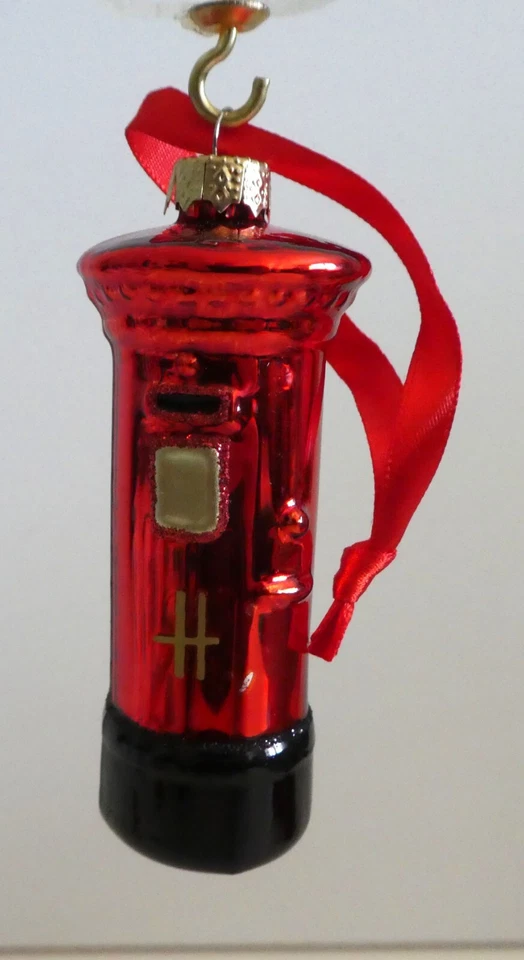 Juego de 3 adornos de vidrio HARRODS NUEVOS en caja icónica cabina telefónica Big Ben buzón 60 Foto 4 de 4