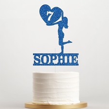 Personalised Happy Birthday Cake Topper For Girl Custom Birthday Glitter Topper