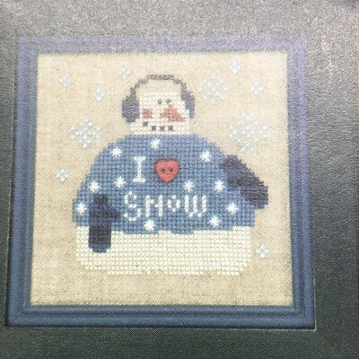 Bent Creek Snowman I Love Snow Zipper Counted Cross Stitch Pattern Only 2003