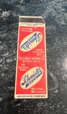 VINTAGE SCHMIDT'S BEER MATCHBOOK COVER THE SCHMIDT BREWING CO DETROIT MI
