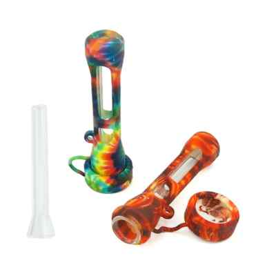 Silicone Pyrex Glass Stem Cigarette holder Smoking Hand Pipe Chillum with  Cap
