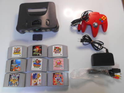 本物の Nintendo 64 N64 NUS-001 Console w/ Cables & Controller 本体、アクセサリー