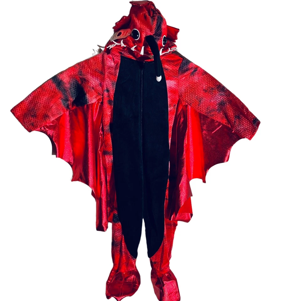 Disfraz Monstruo Volador Lagarto Niño 3T Body Capucha Negro Rojo Iluminado Foto 2 de 4