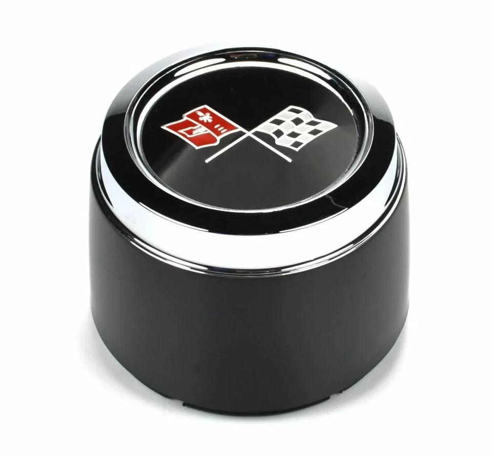 Tapacubos centrales de plástico negros 4 piezas para Corvette 73-79 C3 bandera cruzada logotipo buje de rueda Foto 2 de 4