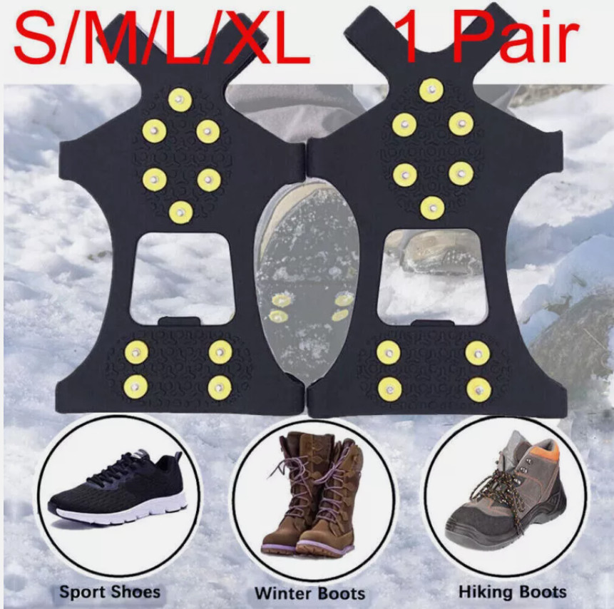 10Studs Ice Climbing Crampons Snow Grips Anti Slip Shoe Boot Cleats Spikes Sport