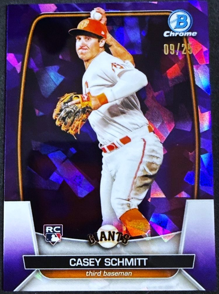 2023 Bowman Chrome Sapphire #38 Casey Schmitt Purple Refractor /25 RC Rookie