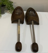 Vtg Primitive Rustic Wood Metal Shoe Stretcher 12 3/4  L 3 3/4  W Set Lot Of 2