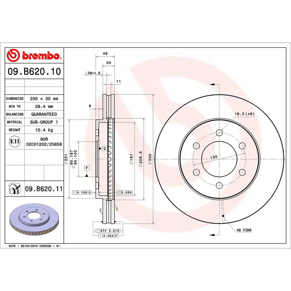 Rotores de freno revestidos delanteros Brembo para Ford Expedition 2003-2006 Foto 4 de 4