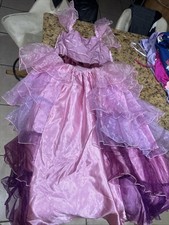 Vintage Girls Dress Pink Purple For Girl Age 9 To 11 Satin Puff Layers Costume