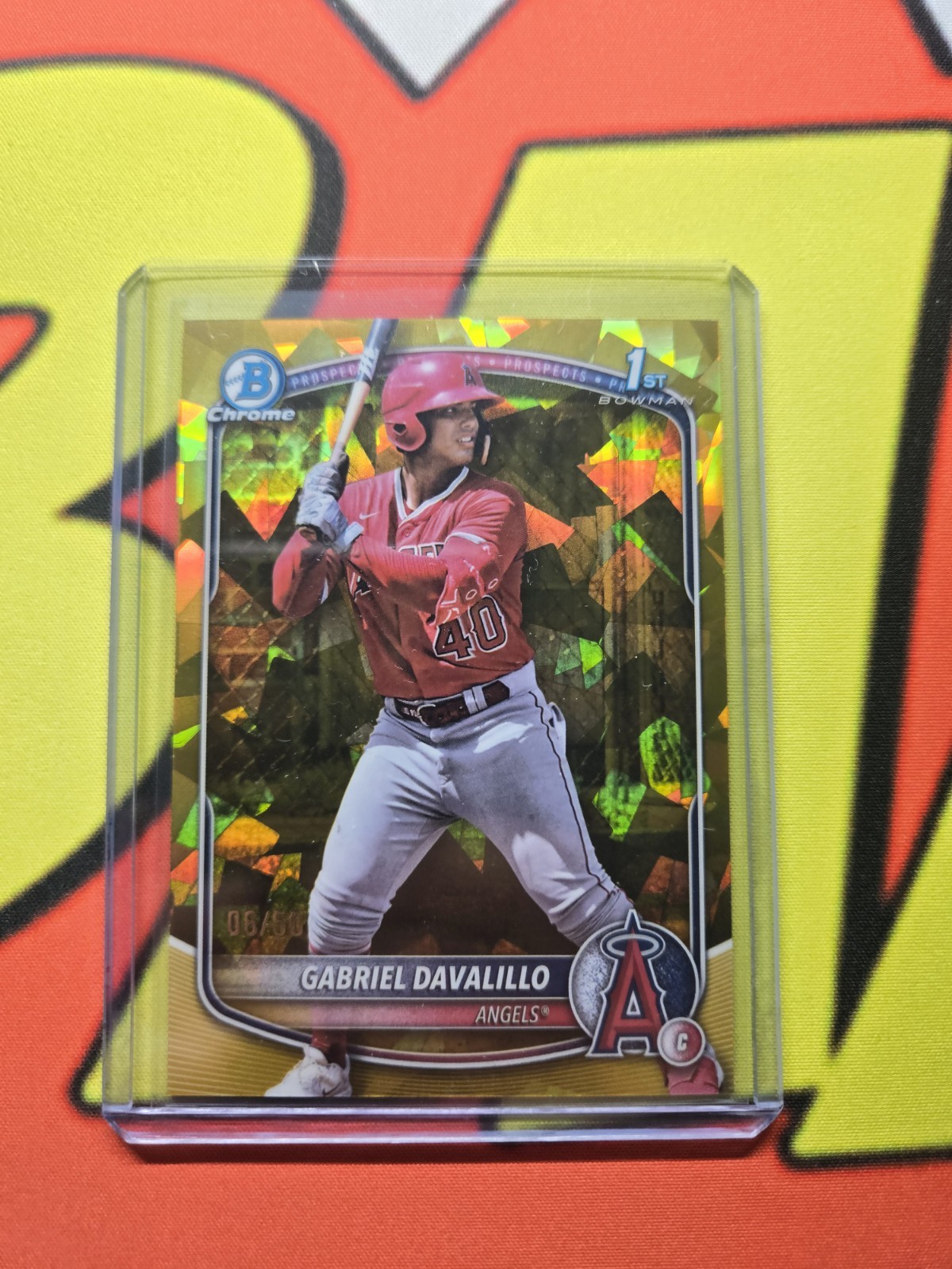 GABRIEL DAVALILLO 2025 BOWMAN CHROME 1ST SAPPHIRE GOLD REFRACTOR /50