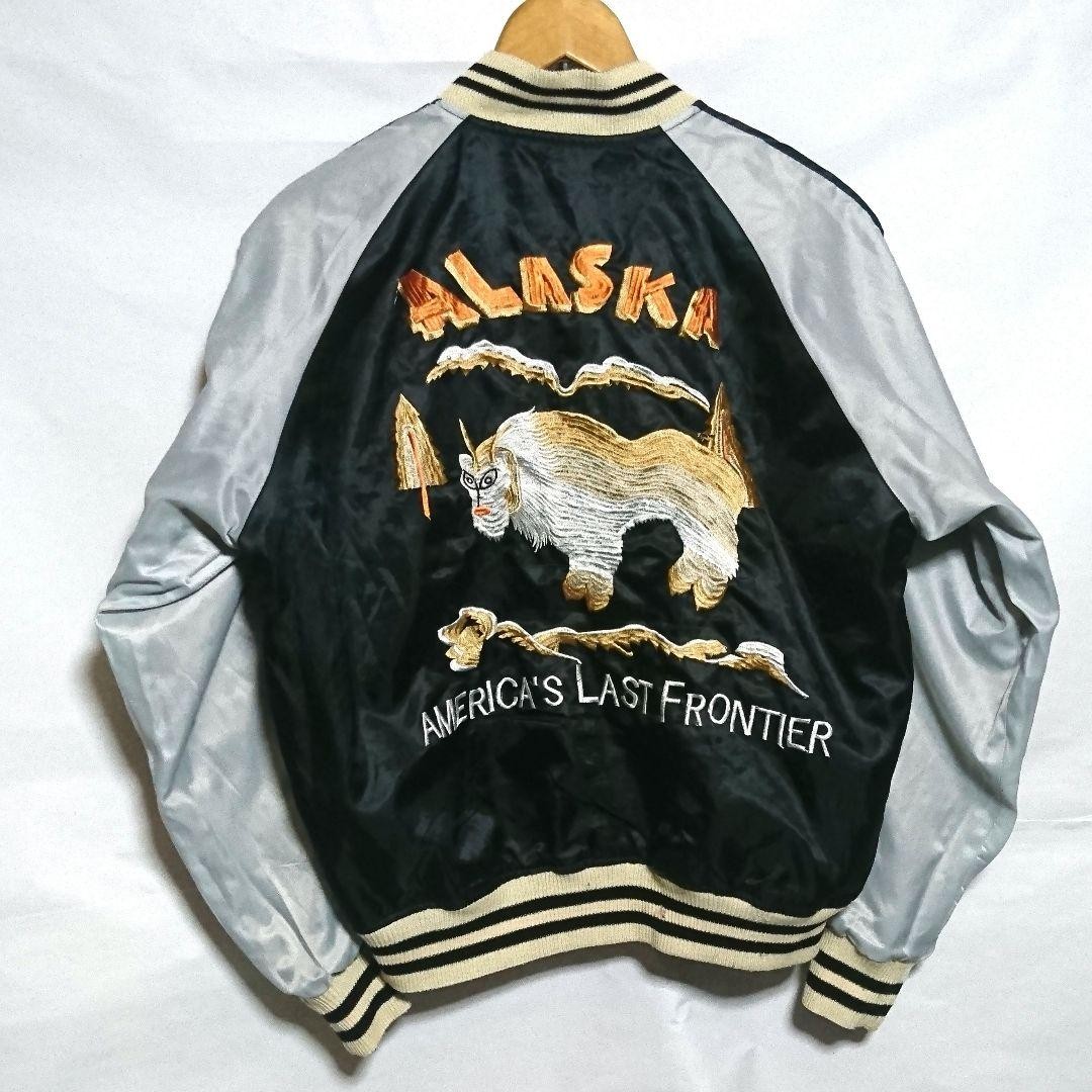 Alaska Goat Tiger Reversible Sukajan Black Blue Embroidery M Used