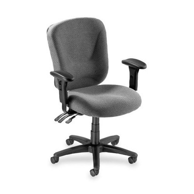 Lorell Accord Mid-back Task Chair - Polyester Gray Seat - Back - Black Frame