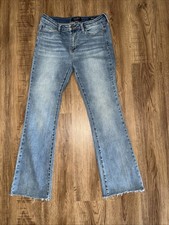 Judy Blue Lightly Distressed Jeans, High Waist, Slim Bootcut Sz 11/30 Raw Hem