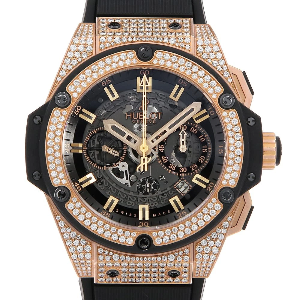 Hublot — HUBLOT King Power Unico King Gold Pave 701.OX.0180.RX.1704 second hand mens
