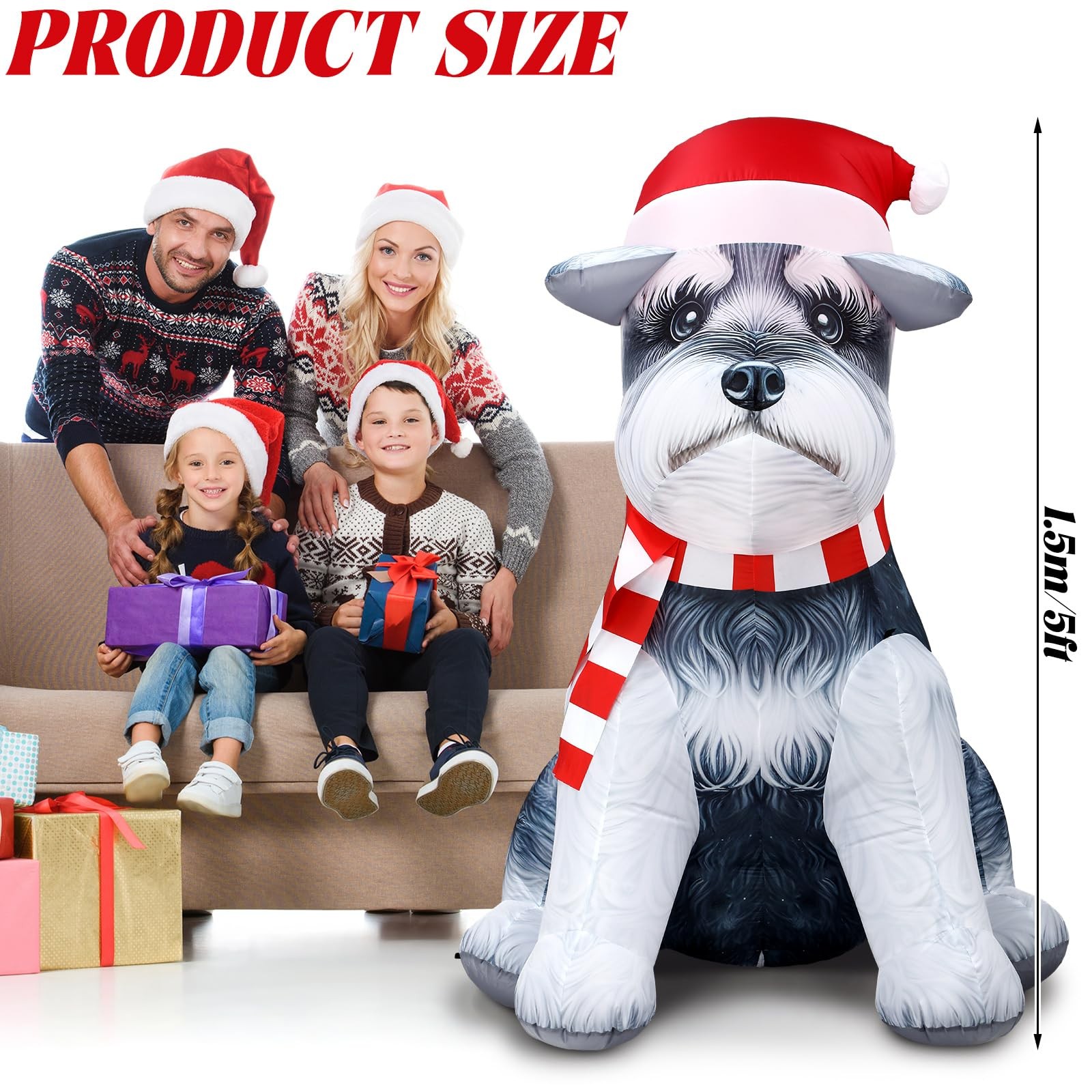 5 ft Schnauzer Christmas Inflatable Yard Decoration with LED Lights