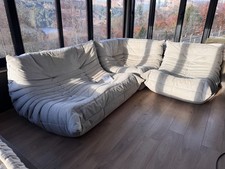 Ligne Roset Togo Modular Corner Sofa 3pc Set Pearl Grey Alcantara