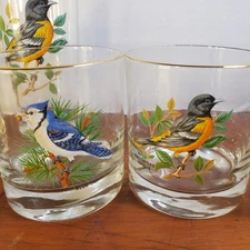 West Virginia Glass Co. 9-Piece Set Song Bird Cocktail  Glass Vintage Cardinal 