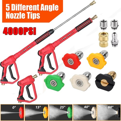 #ad High Pressure 4000PSI Car Power Washer Gun Spray Wand Lance Nozzle and 5 Nozzles $31.98