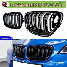 For BMW 2 Series F22 F23 F87 L+R Double M2 Style Front Kidney Grille Gloss Black