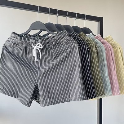 Herren Sommer Gestreift Freizeit Shorts Schnell Trocknend Schnürung Stil Lockere Passform
