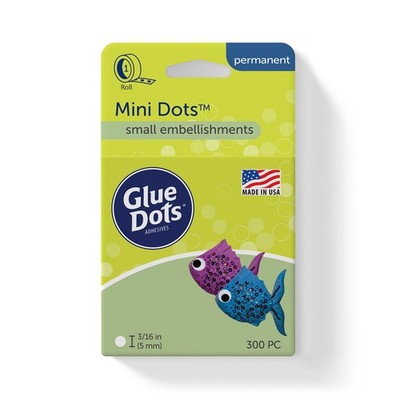 Glue Dots, Mini Double-Sided, 3/16'', 300 DIY 3/16-inch, Clear 