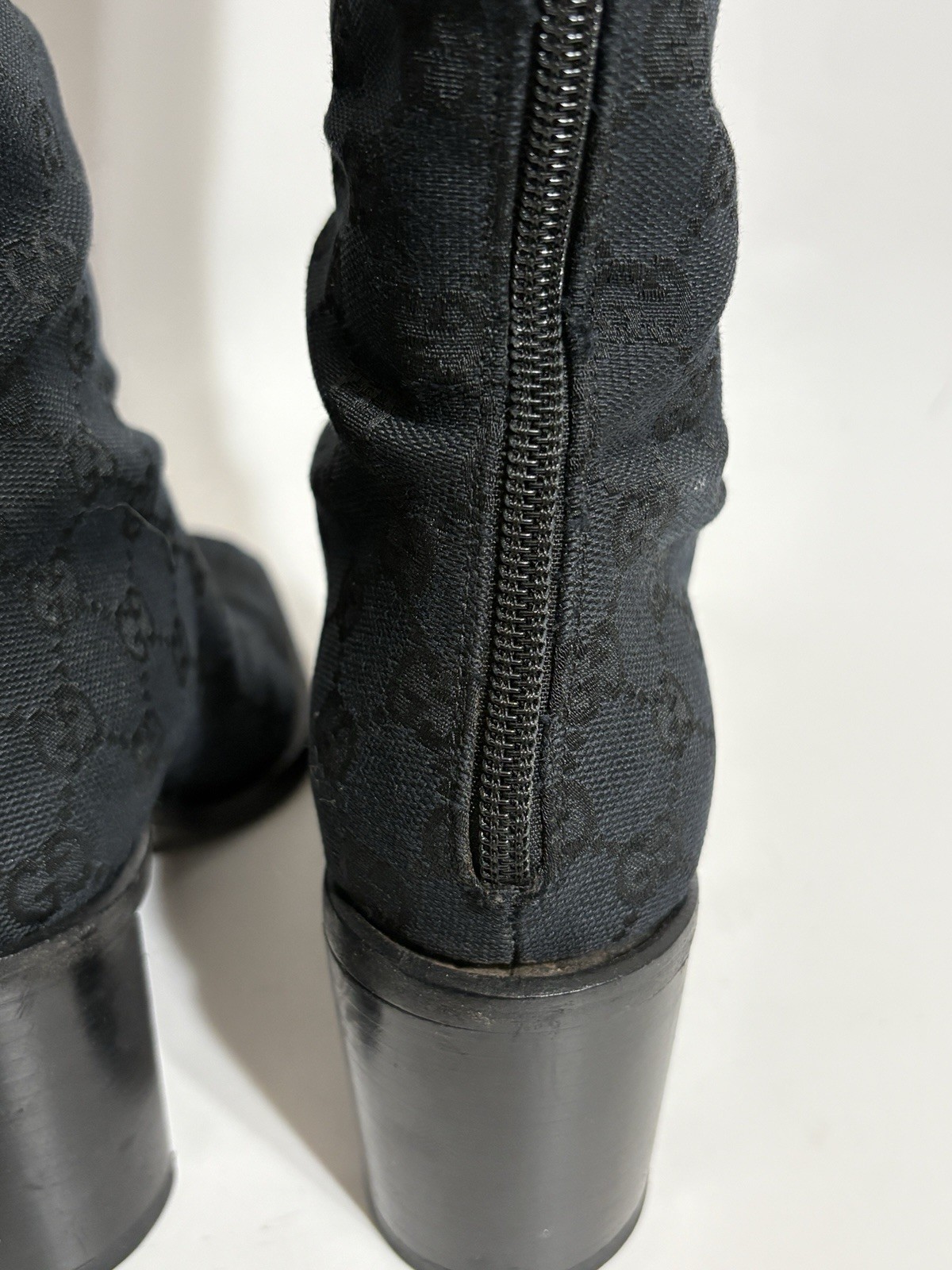 Vtg Gucci by Tom Ford Black Canvas Monogram Boots 37 thumbnail 12