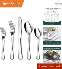 20 Piece Silverware Set Stainless Steel Flatware Service for 4 Dishwasher Safe