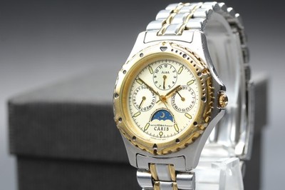 Seiko Alba Carib V33F-6B20 Sun Moon Mens Watch New Battery Vtg 1992 N MINT JAPAN
