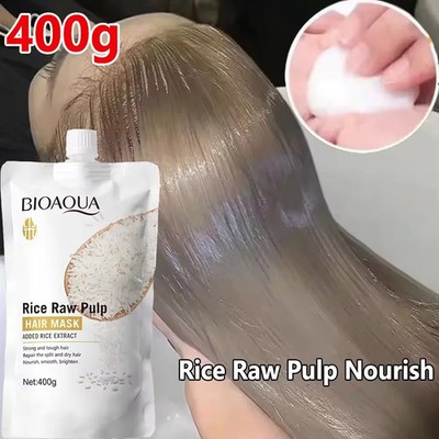 Rice Magic Keratin Hair Mask 400ml Repair Damaged Frizzy Hair Soft Smooth
