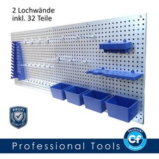 Lochwand Werkzeugwand Werkstattwand 2 Lochw&auml;nde + Hakensortiment 32 Teile SET