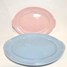 Vintage TST Luray Pastels Serving Platters Pink 11" Blue 13.5" Taylor Smith