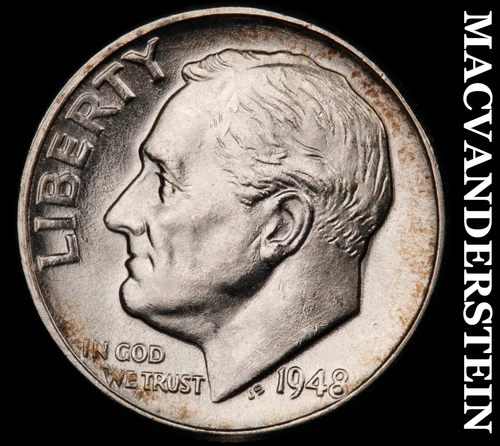 1948 Silver Roosevelt Dime - Choice Gem Brilliant Unc  Lustrous  #G7330
