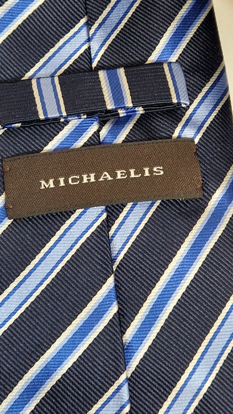Michaelis Tie Blue M&S Tie Purple Striped Polyester Silk Men - Vintage Bundle image 6