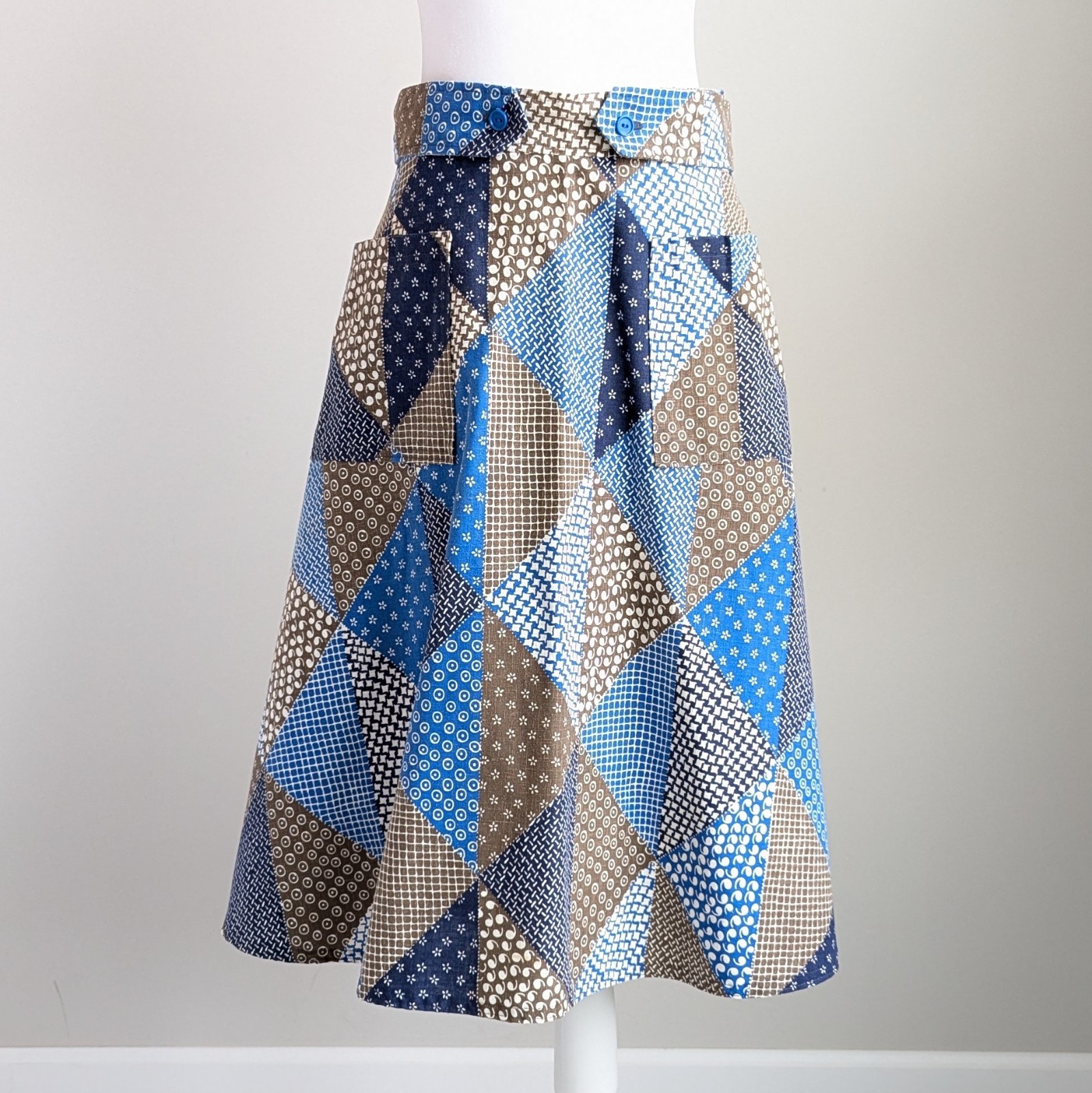 Vintage Adjustable Size Patchwork Wrap Skirt - image 1