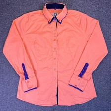 Royal Highness Equestrian Shirt Womens XXL Peach Button Down Collar Long Sleeve