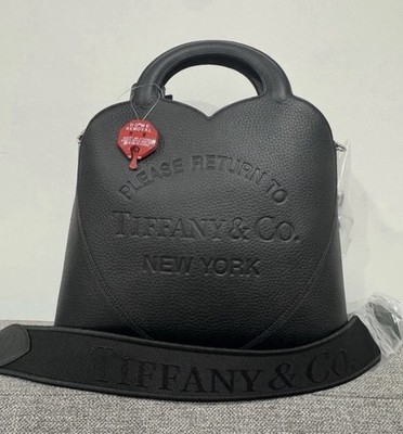 Tiffany & Co. Black Heart Top Handle Bag  Please Return  Zip w/ Detachable Strap