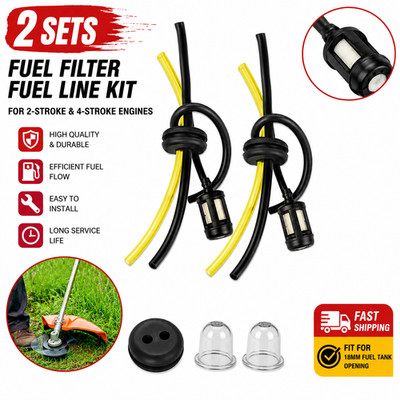 2 Fuel Filter Fuel Line Primer Bulb Kit For Brush Cutter Trimmer Hedge Chainsaw