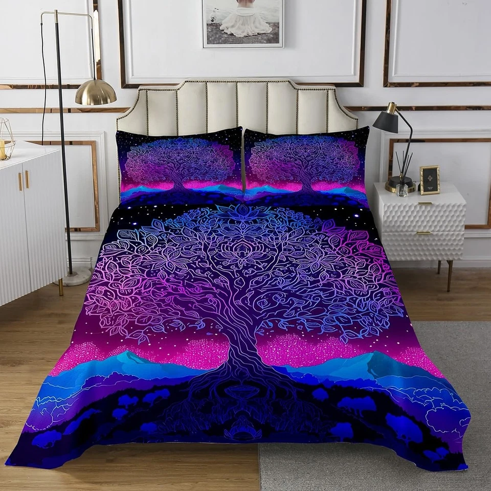 Tree of Life Bedspread Aesthetic Butterfly Quilted King,Psychedelic Gradient ... - Image 2 of 4