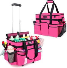 Large Rolling Cleaning Caddy Bag, Cleaning Caddy with Wheels with Detachable Tro