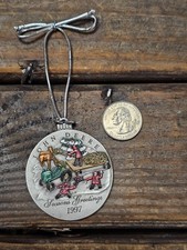 1997 John Deere Pewter Christmas Ornament Model L Tractor Seasons Greetings