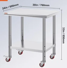 W/ 4 Casters Workbench Metal Brand New Thickened Metal Workbench Ready 30''x24''
