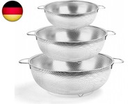 Haware 3-Teiliges KüChensieb-Set Aus Edelstahl, Mit Griff, Lochsiebe Aus