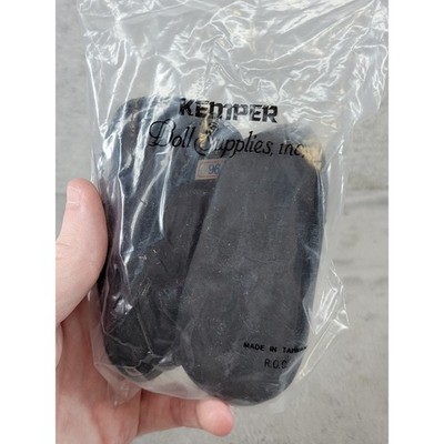 Kemper Doll Supplies Black Buckle Shoes Vintage Made in Taiwan